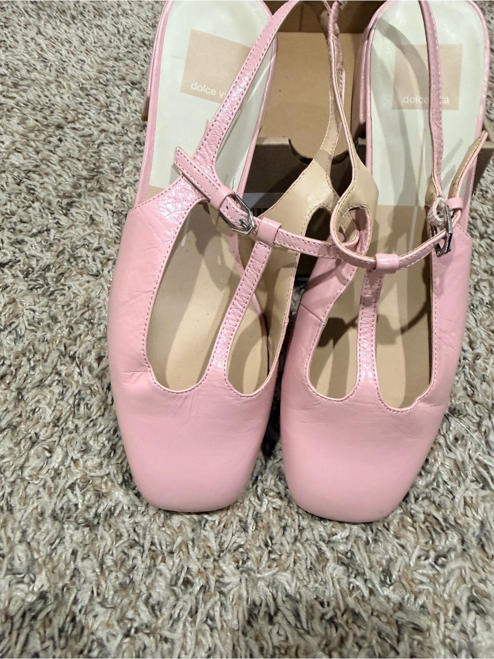 Dolce Vita Pink Leather T-Strap Heels - Picture 2 of 4